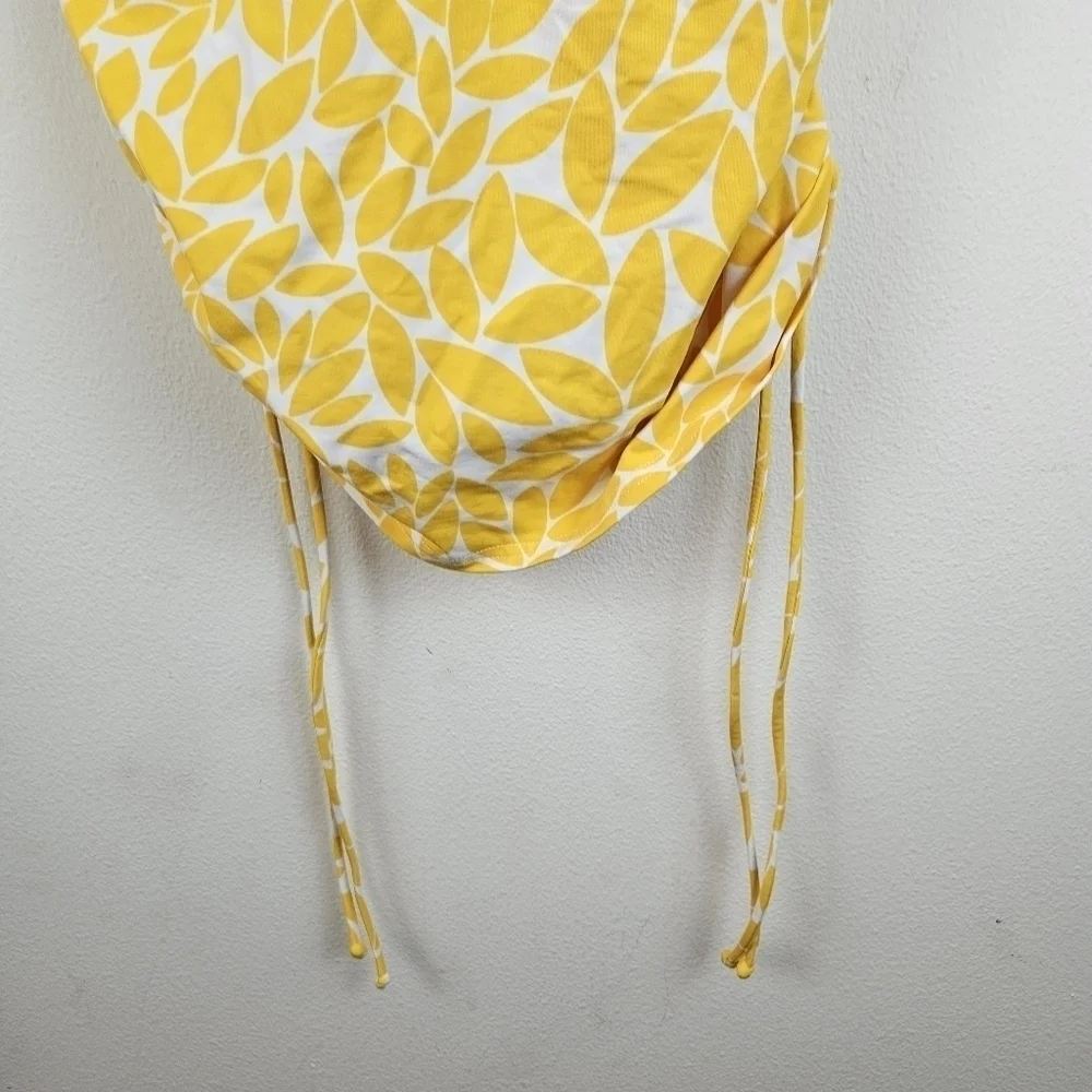 Lands' End Polka-Dot Ruched Tankini Size 6 White Yellow